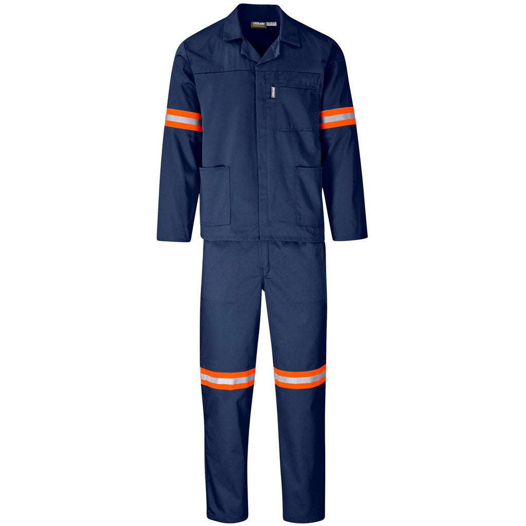 Trade Polycotton Conti Suit Navy - Reflective Arms & Legs