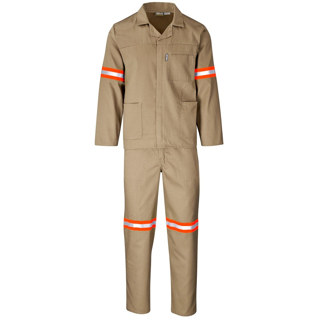 Trade Polycotton Conti Suit Khaki - Reflective Arms & Legs