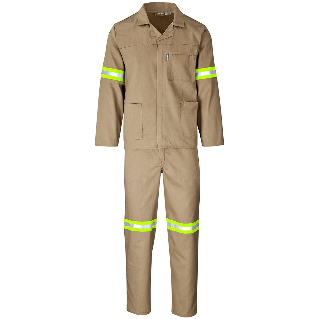 Trade Polycotton Conti Suit Khaki - Reflective Arms & Legs