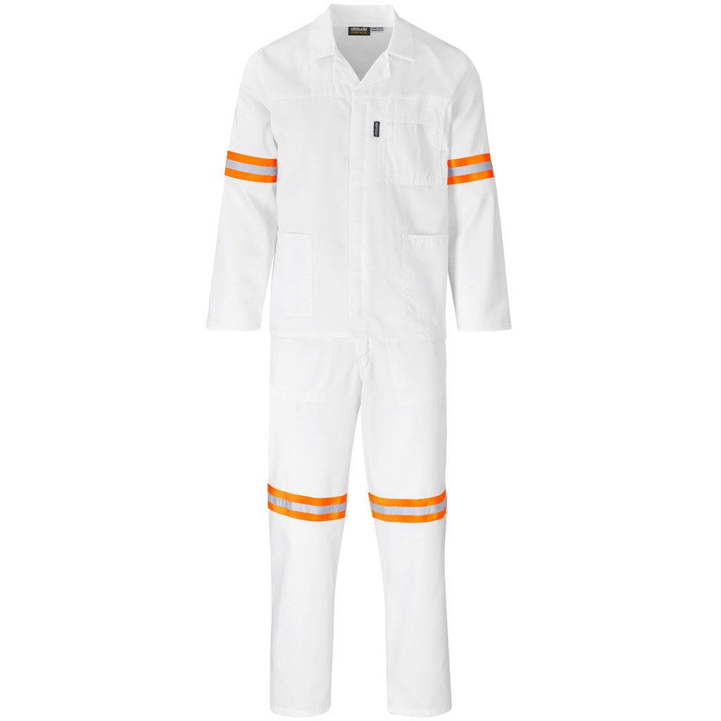 Trade Polycotton Conti Suit White - Reflective Arms & Legs