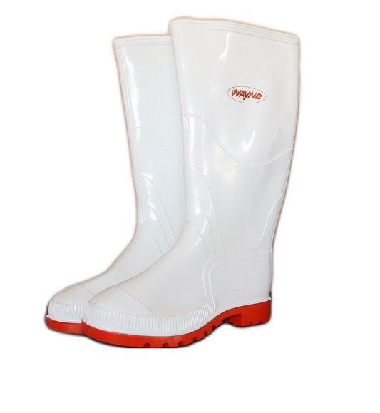 Wayne Gumboots NSTC White With Red Sole