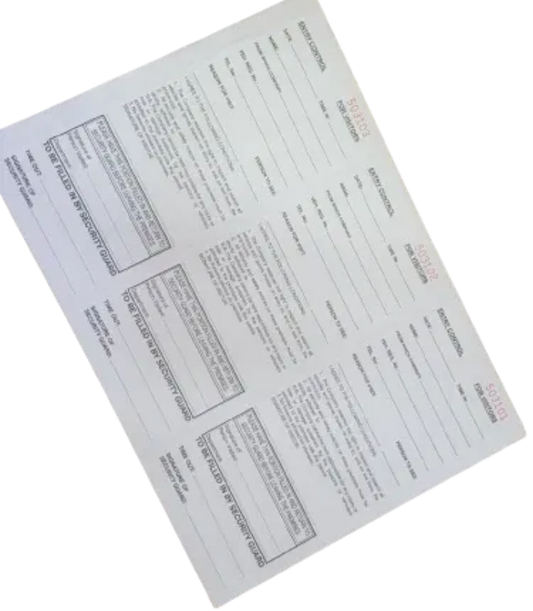 Entry Control Book - Tear Out