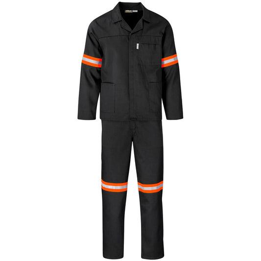 Trade Polycotton Conti Suit Black - Reflective Arms & Legs