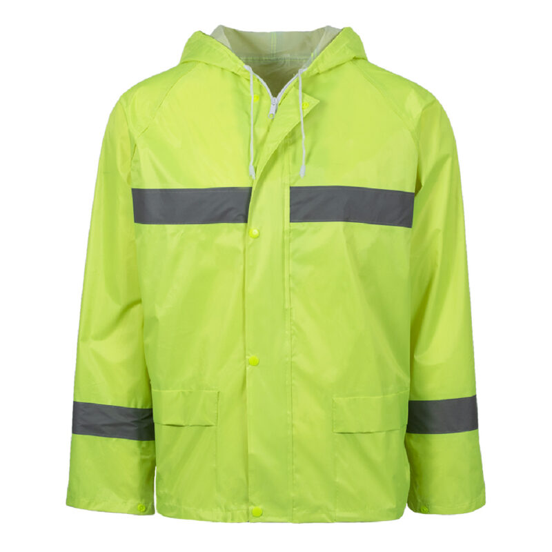 Lime Rubberised Rain Suit with Reflective Tape