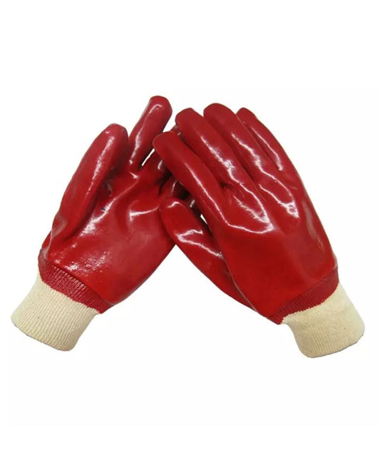 PVC Red Knit Wrist Gloves