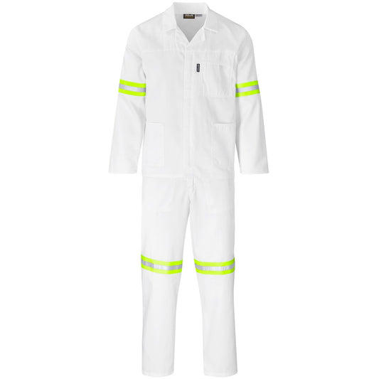 Trade Polycotton Conti Suit White - Reflective Arms & Legs